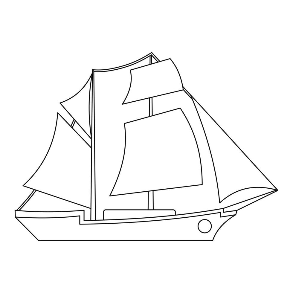 icône de voilier, style de contour. vecteur