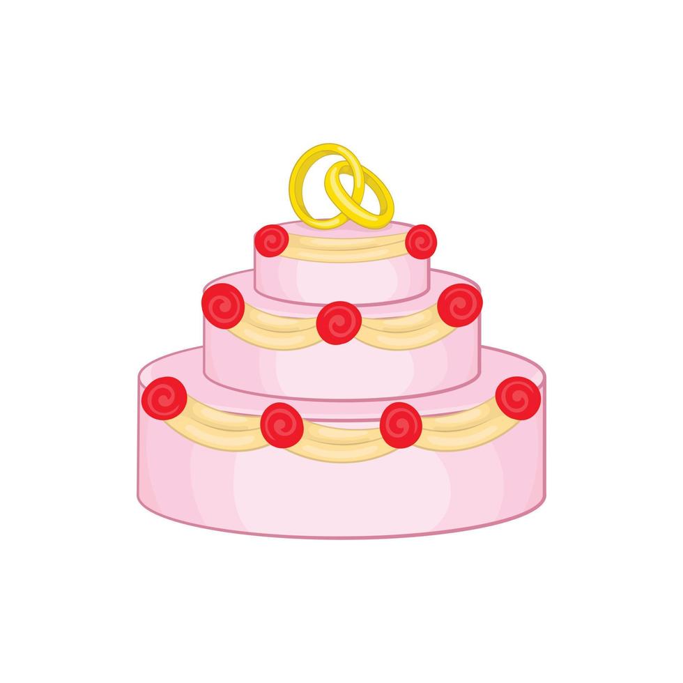 icône de gâteau de mariage, style cartoon vecteur