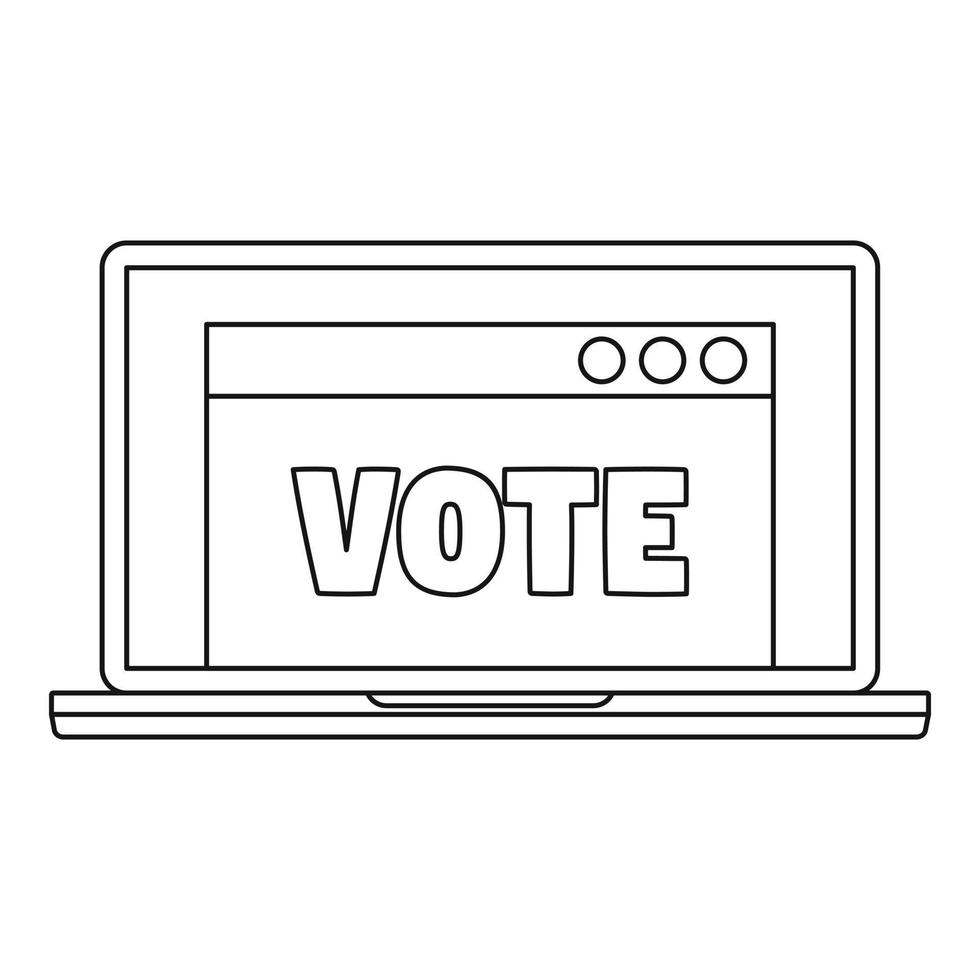 icône de vote en ligne, style de contour vecteur