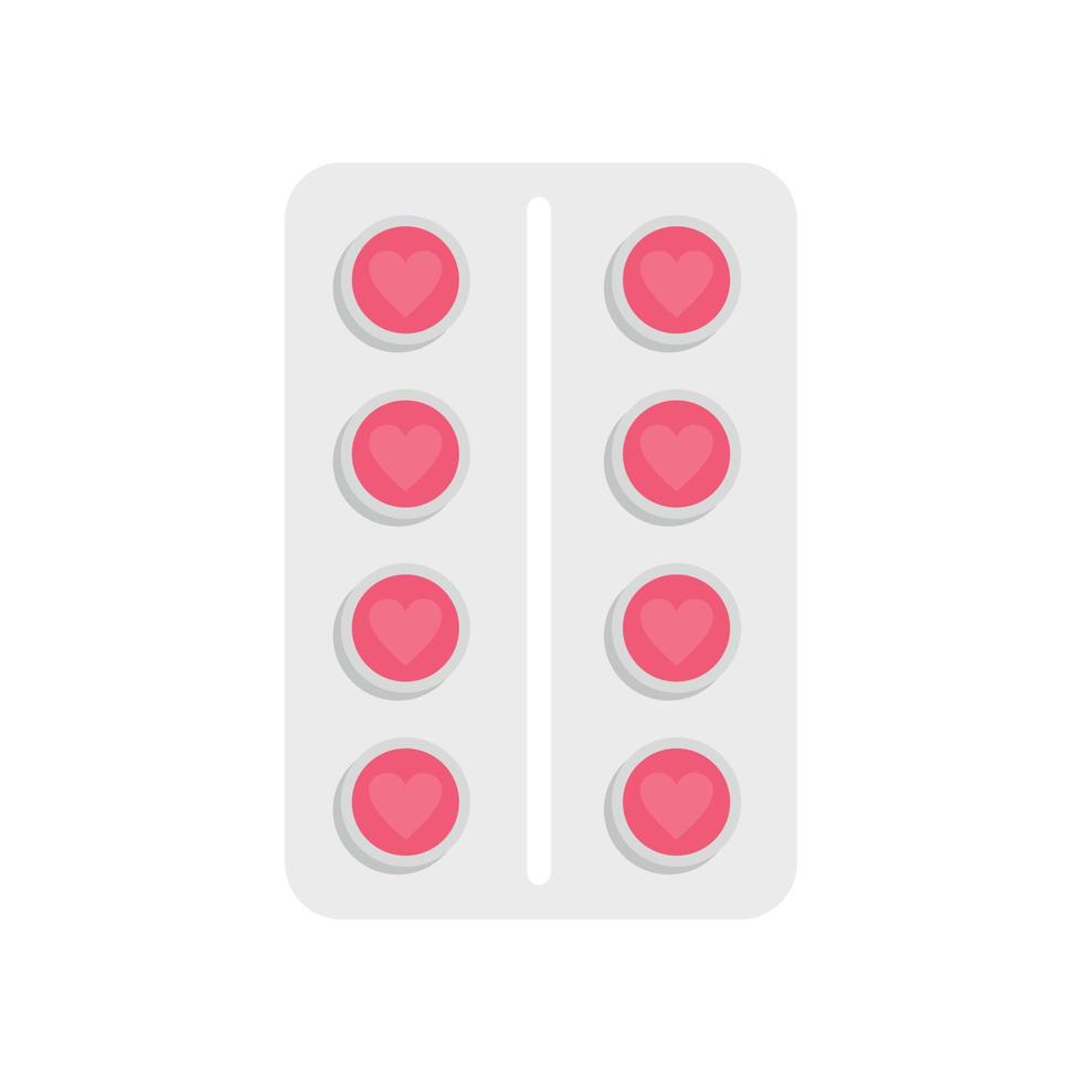 icône de pack de pilules contraceptives, style plat vecteur