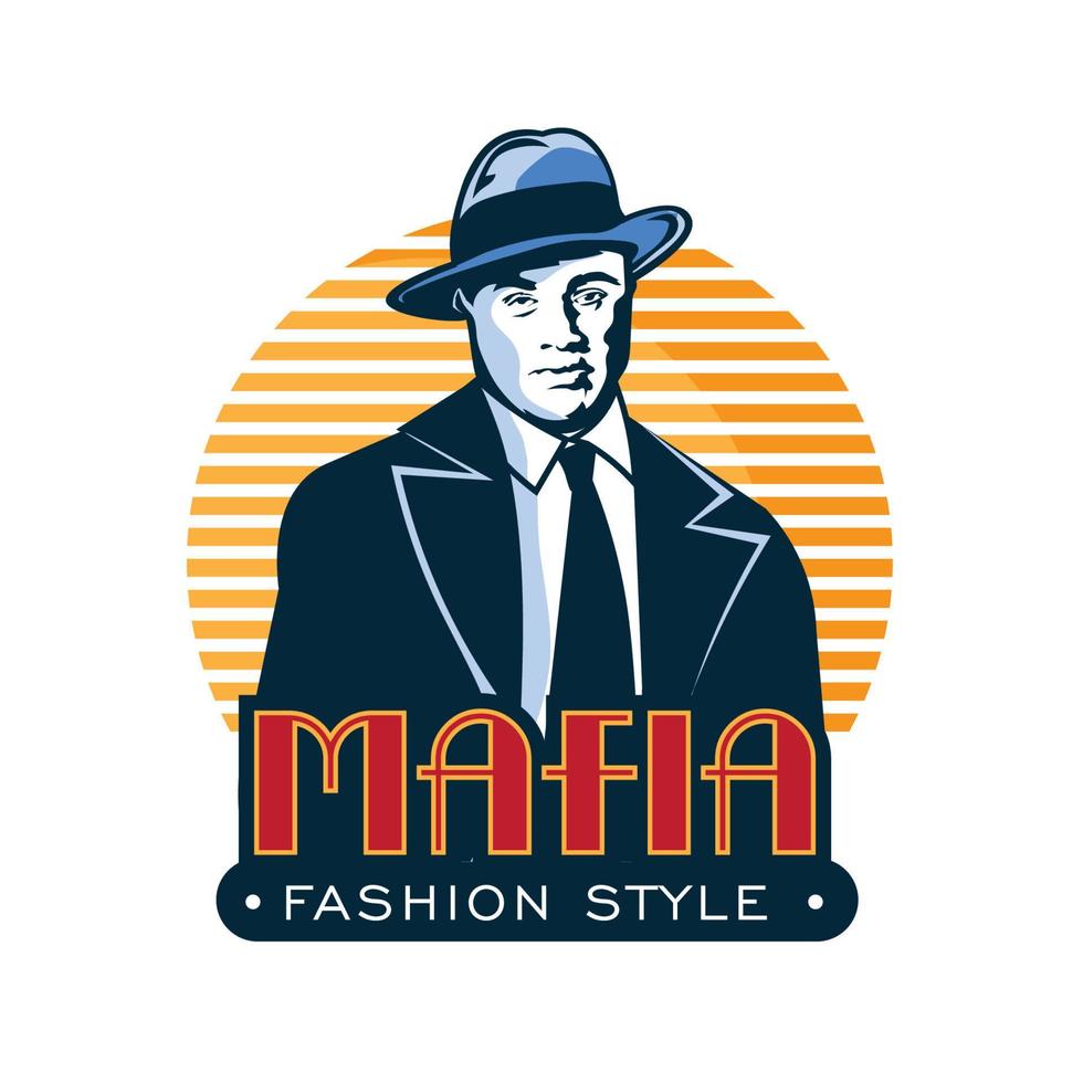 logo d'illustration vectorielle gangster, bon logo d'entreprise de mode, logo de marque et magasin de vape vecteur