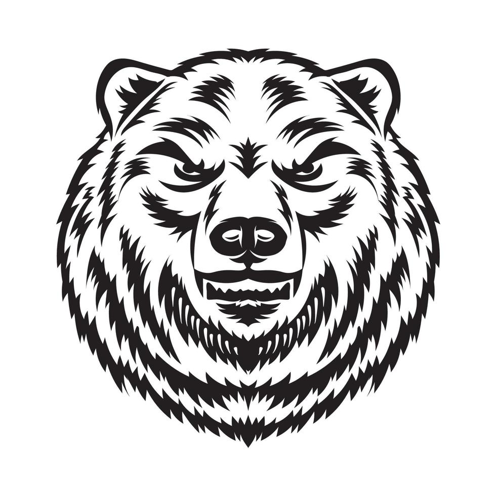 illustration vectorielle de visage en colère d'ours brun, parfaite pour la conception de tatouage, de mascotte et de t-shirt vecteur