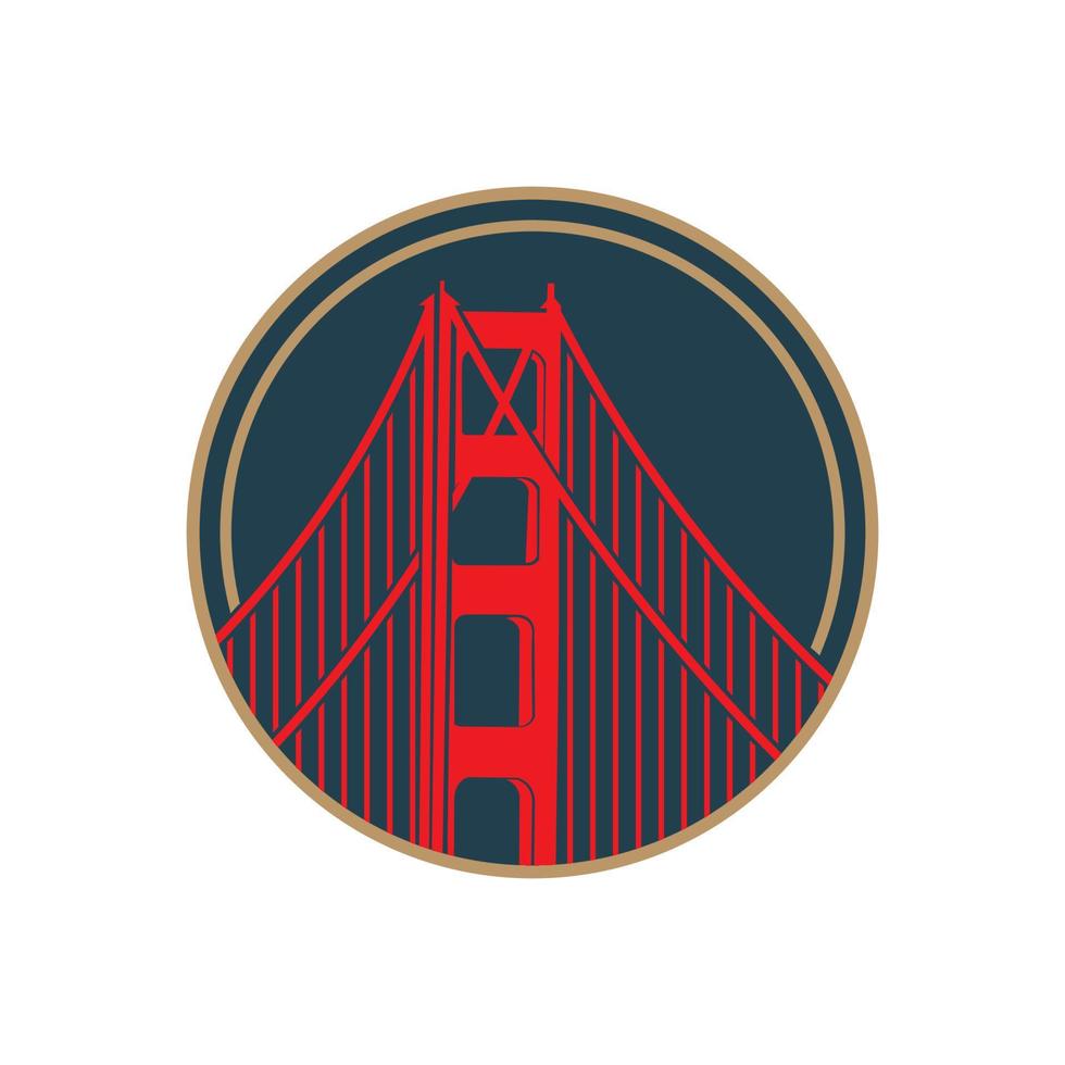 conception d'emblème de pont rouge dans un style vintage, bon pour le logo de l'entreprise et la conception de t-shirt vecteur