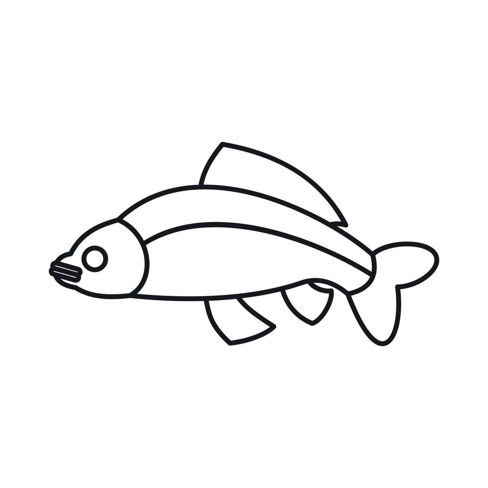 icône de poisson, style de contour vecteur