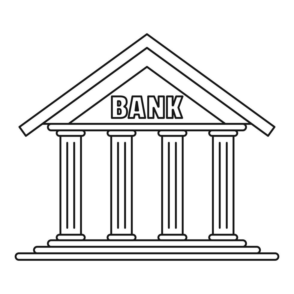icône de banque, style de contour vecteur