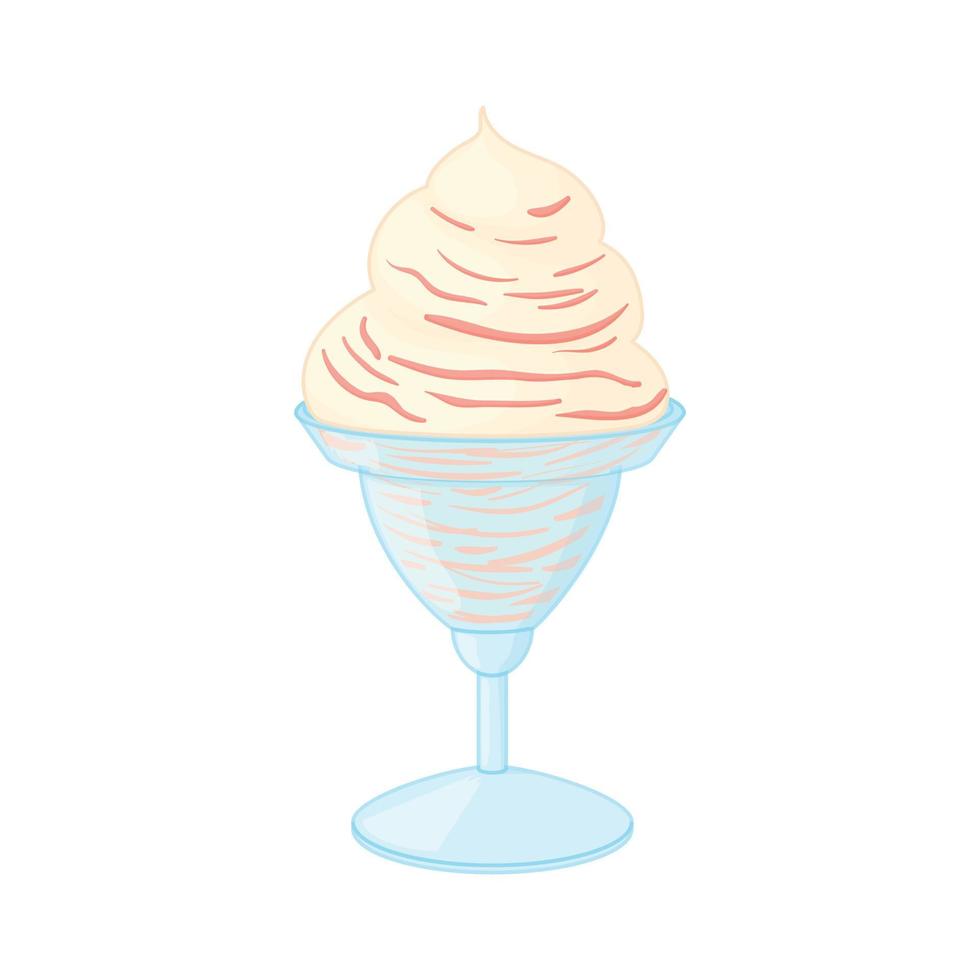 crème glacée blanche avec sauce dans une icône de bol vecteur