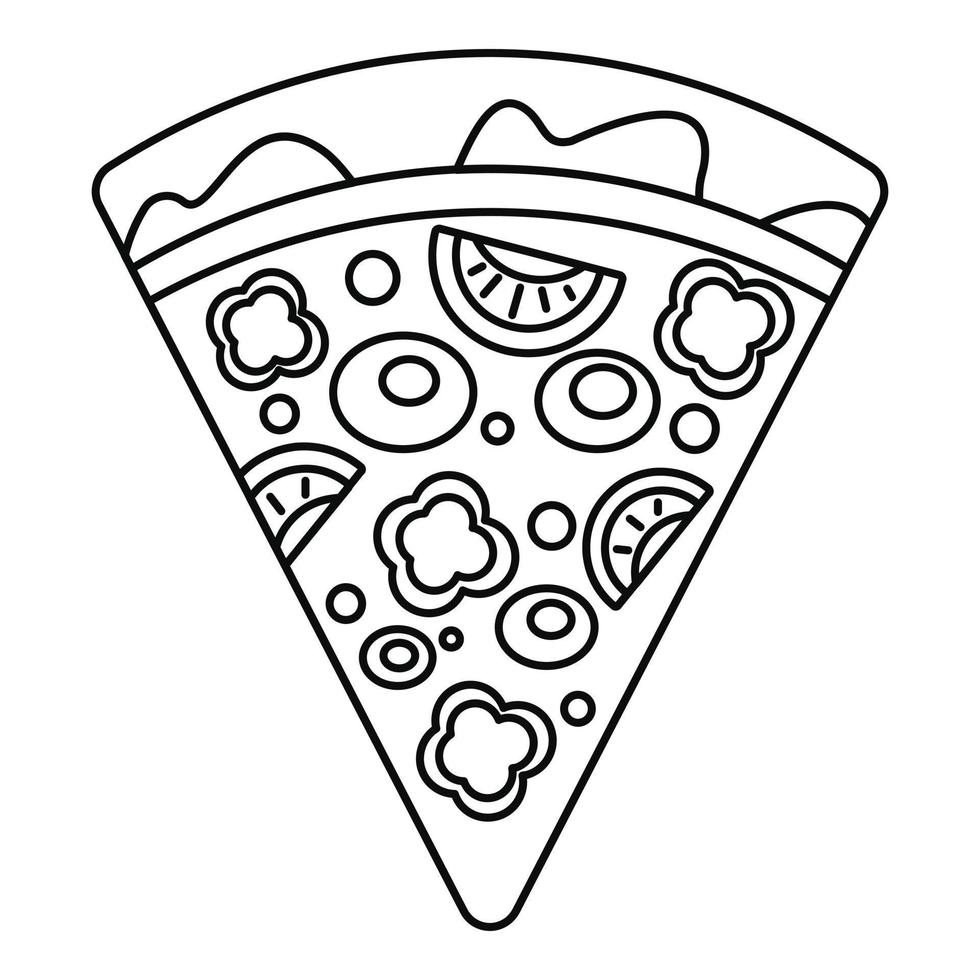 icône de tranche de pizza au poivre, style de contour vecteur