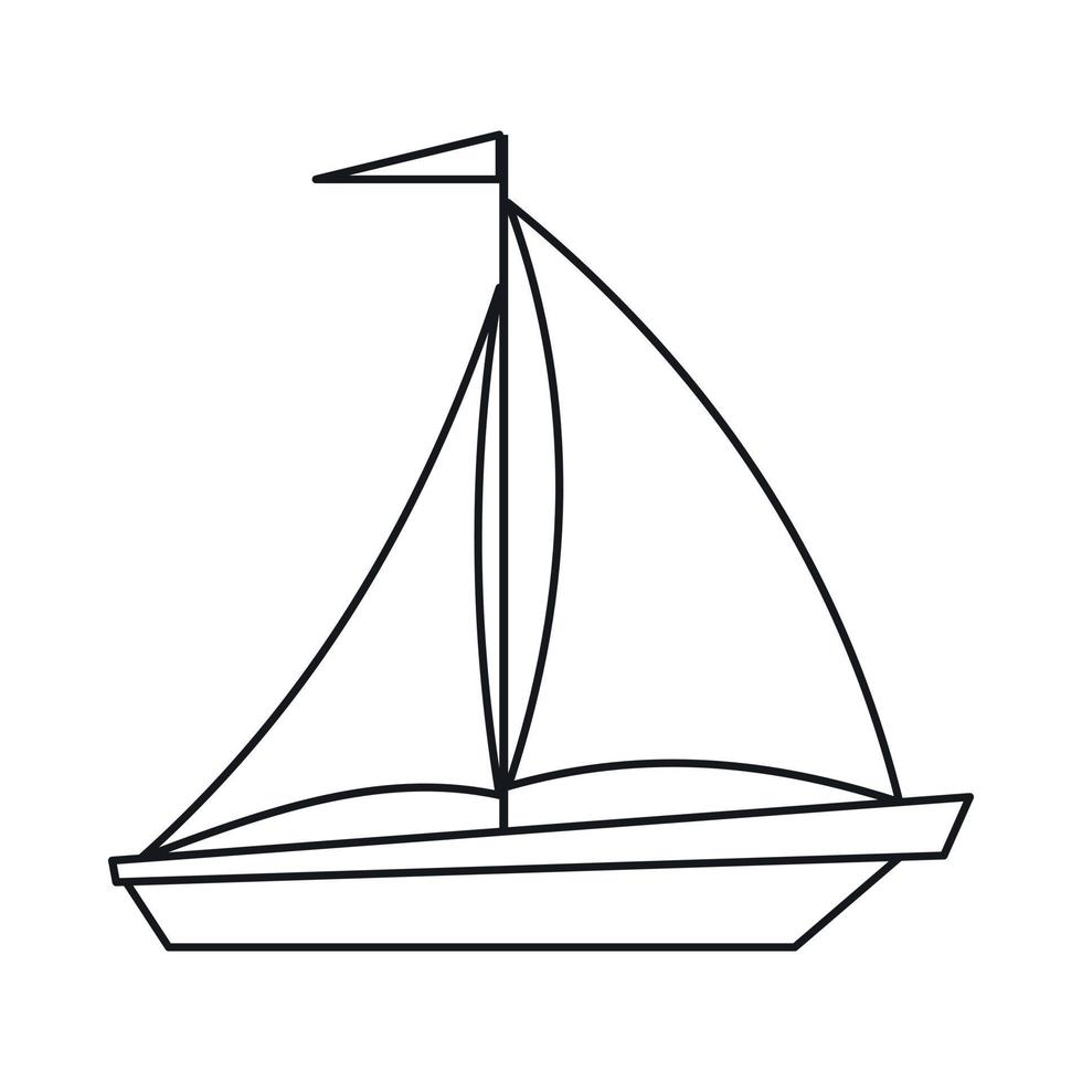 bateau avec icône de voiles, style de contour vecteur