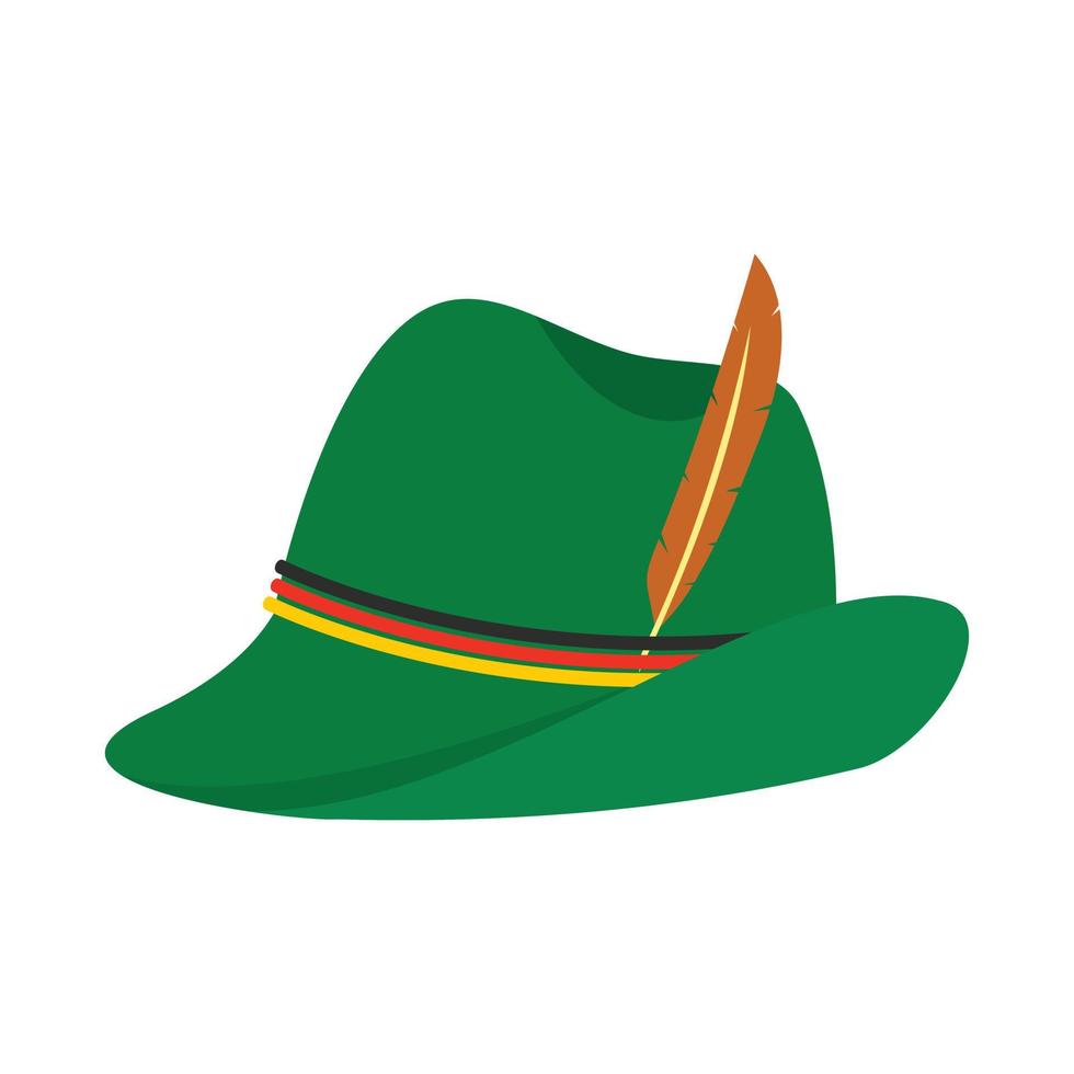 icône de chapeau vert allemand, style plat vecteur