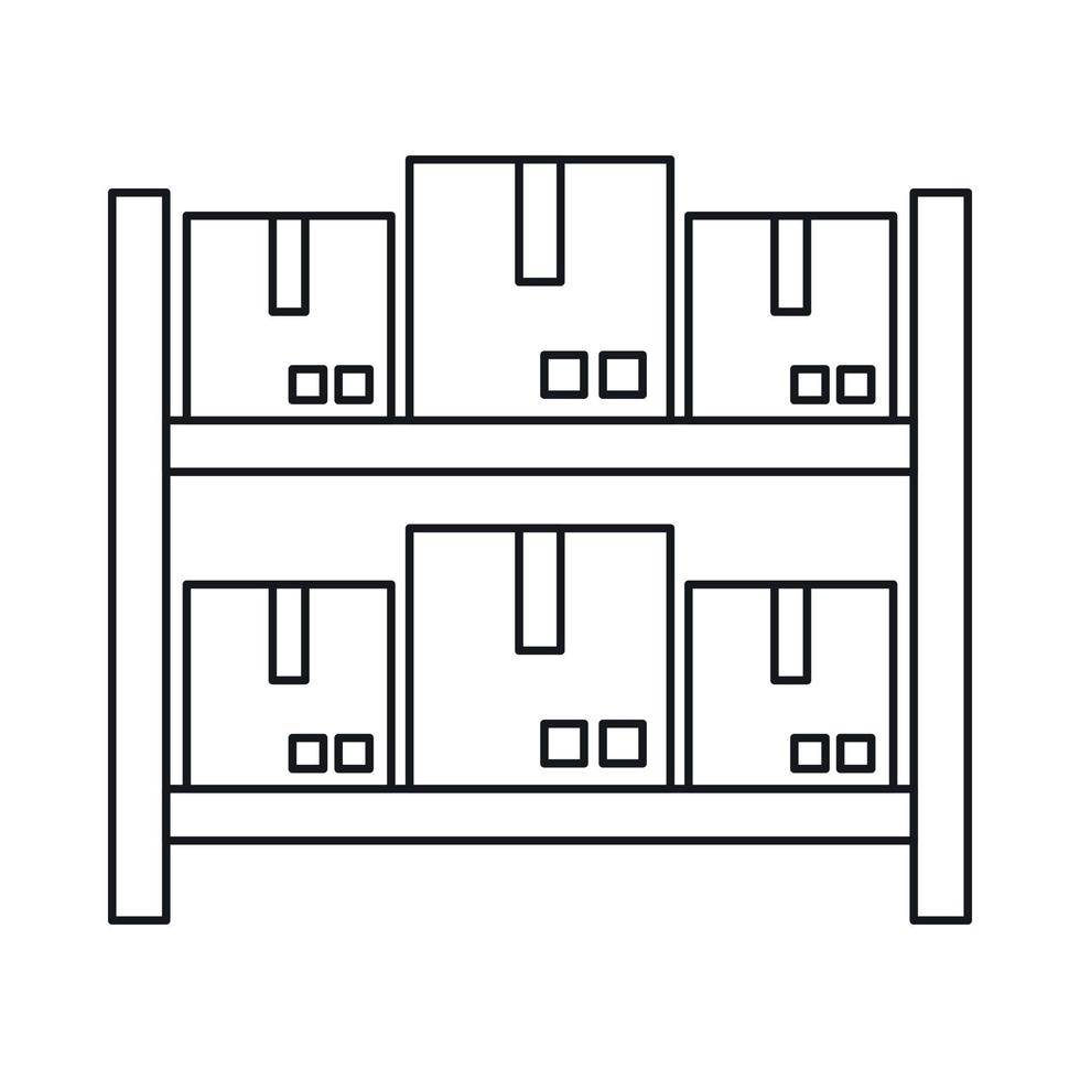 stockage des marchandises dans l'icône de l'entrepôt, style de contour vecteur