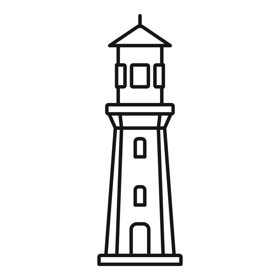 icône de phare de port, style de contour vecteur