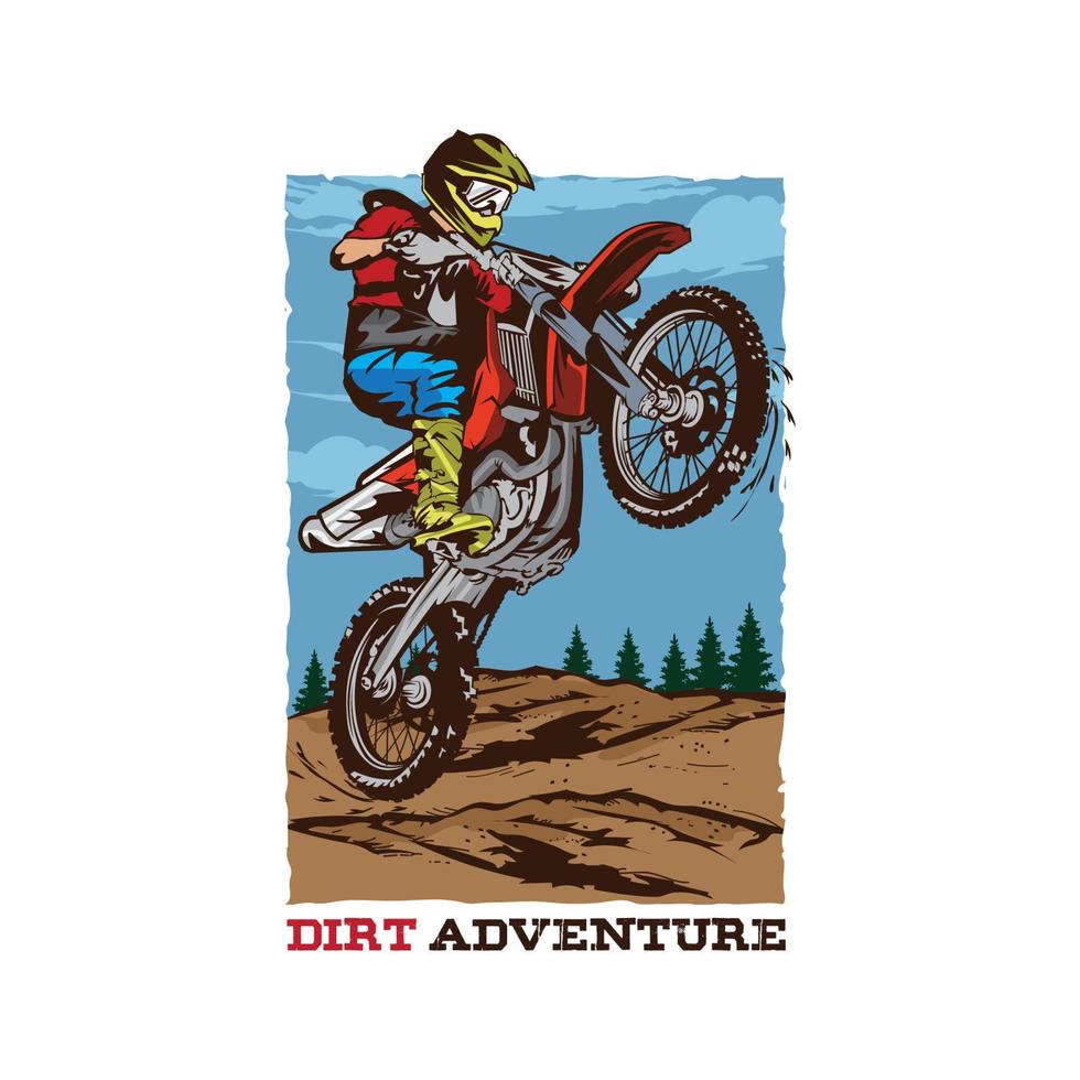 illustration vectorielle de motocross enduro, parfaite pour la conception de t-shirts et le logo de l'événement vecteur