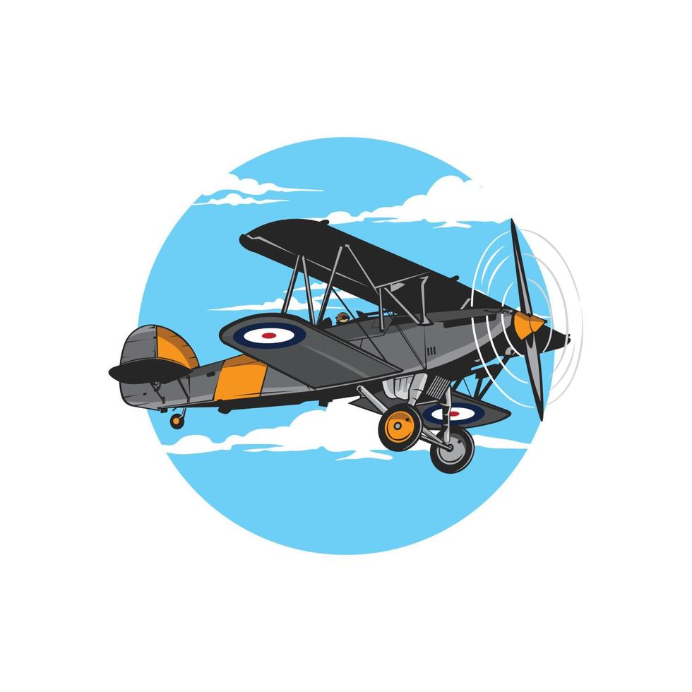 illustration vectorielle d'avion vintage dans un style rétro, parfaite pour la conception de t-shirts et toute la conception de marchandises ainsi que la conception du logo de l'école de pilotage vecteur