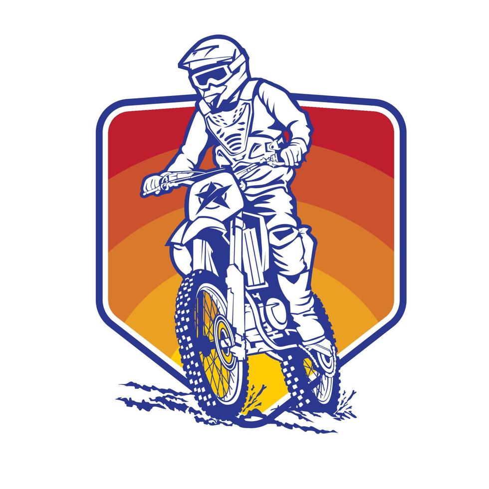 illustration vectorielle de montée d'enduro de motocoross, parfaite pour la conception de t-shirts et la conception de logo d'événement de championnat vecteur