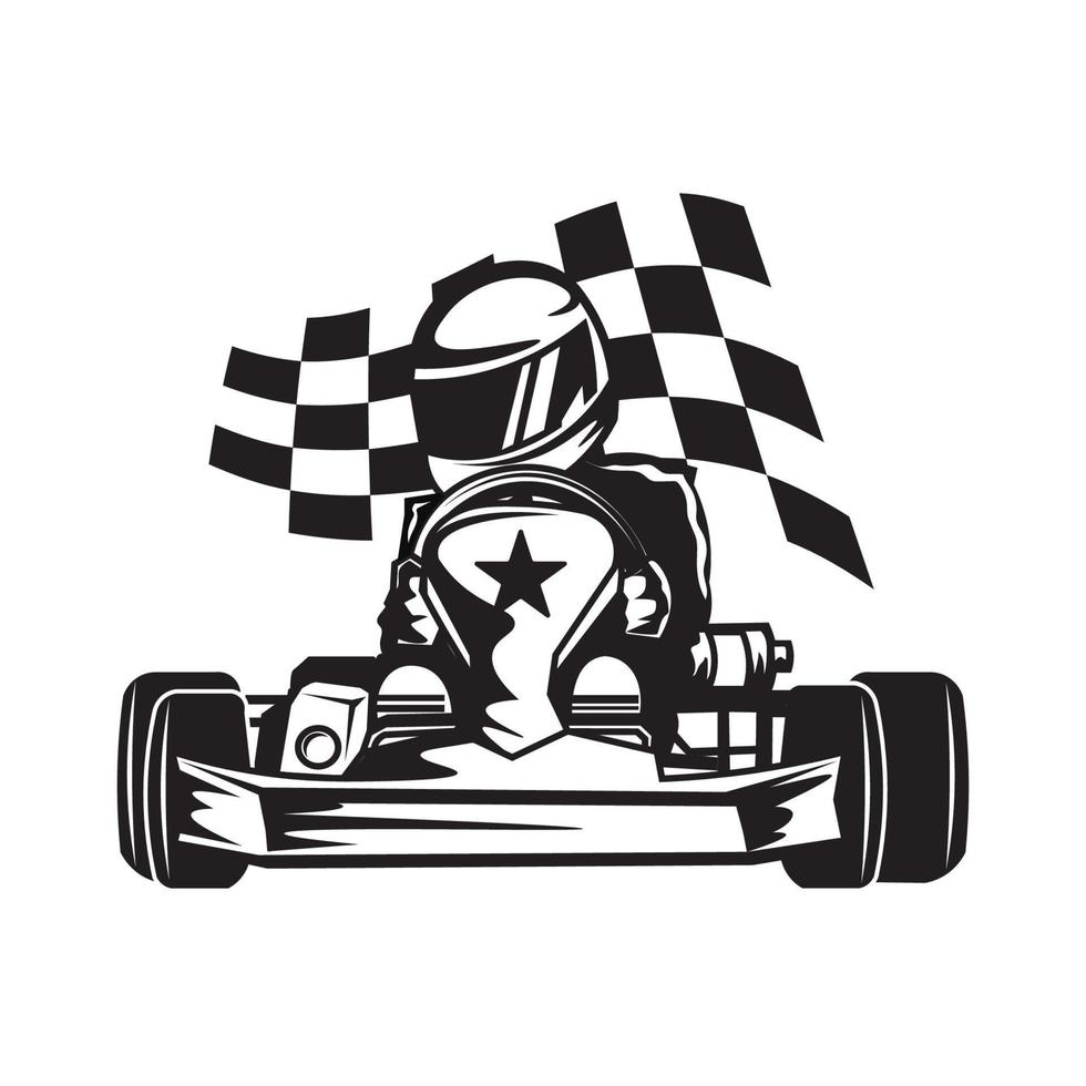 illustration vectorielle de sport de course de kart, parfaite pour le logo de l'événement de championnat de logo également la conception de t-shirt vecteur