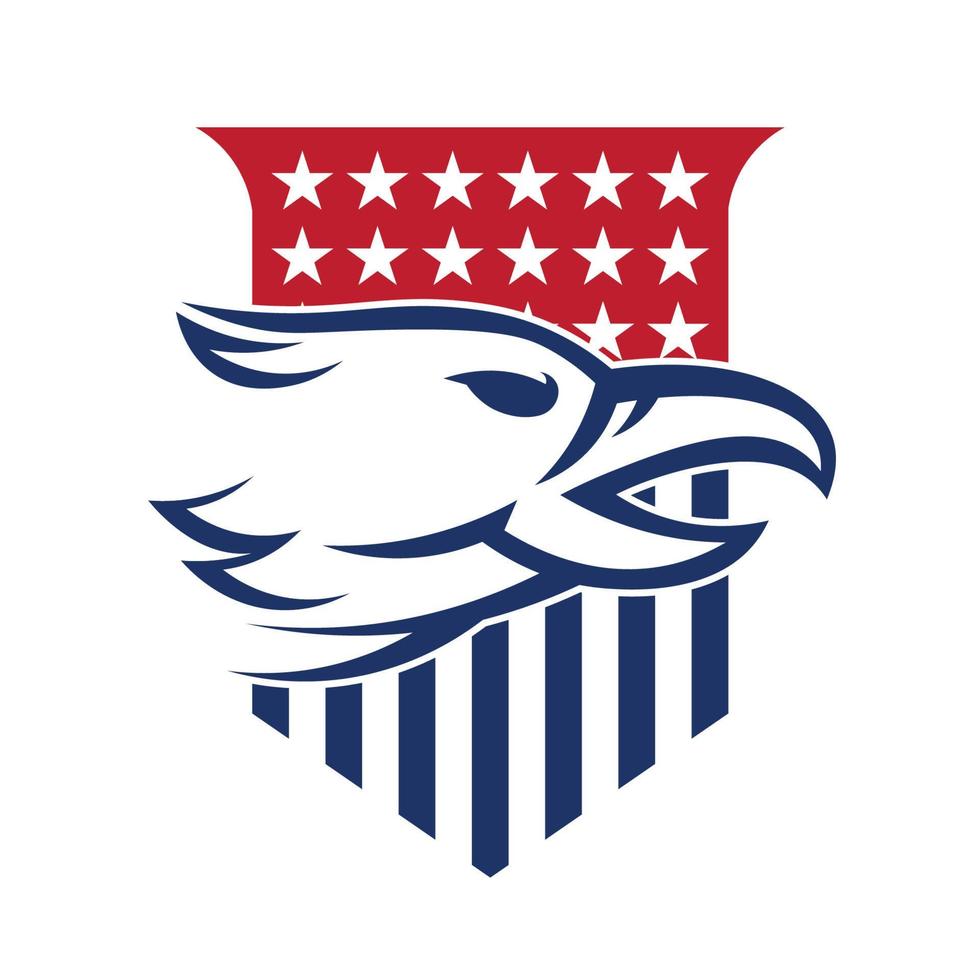 illustration vectorielle de tête d'aigle avec création de logo de bouclier, parfaite pour la création de logo de mascotte de t-shirt et d'équipe sportive vecteur