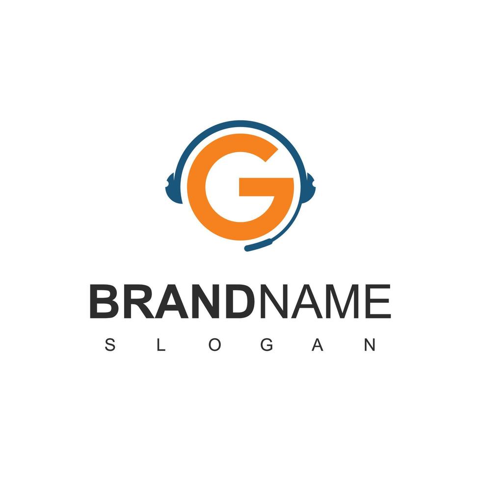 lettre g, vecteur de conception de logo de service client