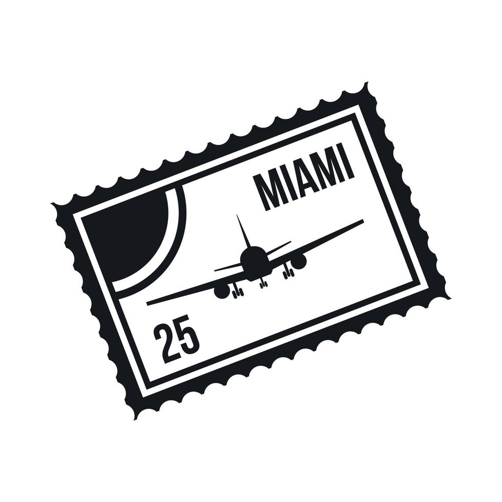 timbre avec avion et texte miami à l'intérieur de l'icône vecteur