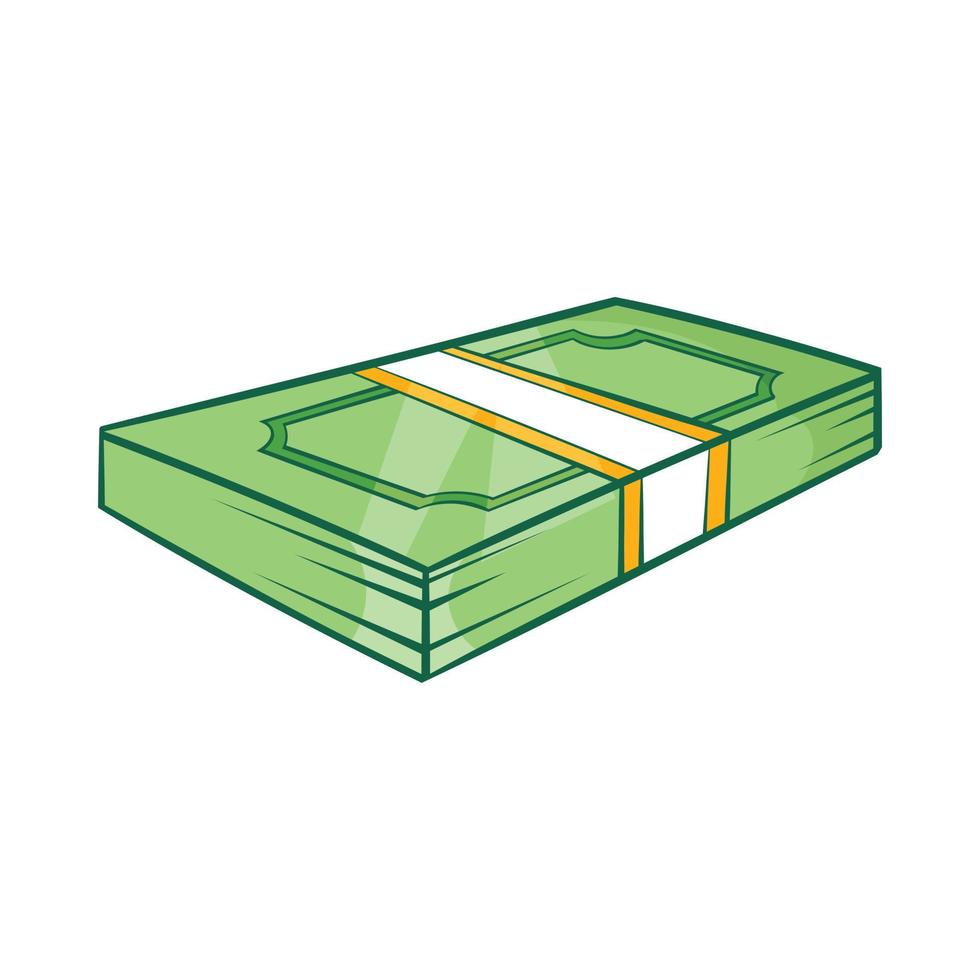 icône d'argent dollars emballés, style cartoon vecteur