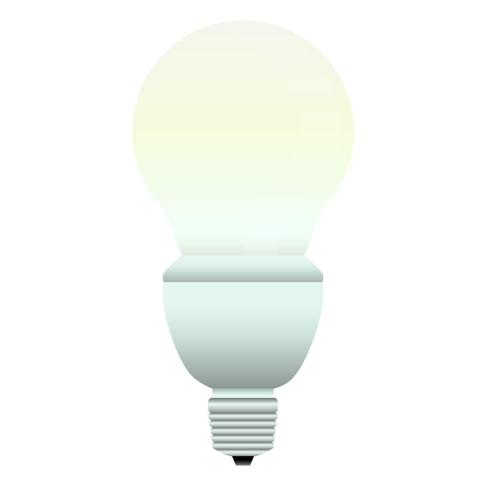 ampoule led dans un style réaliste. incandescence et économie d'énergie. illustration de vecteur coloré isolé sur fond blanc.