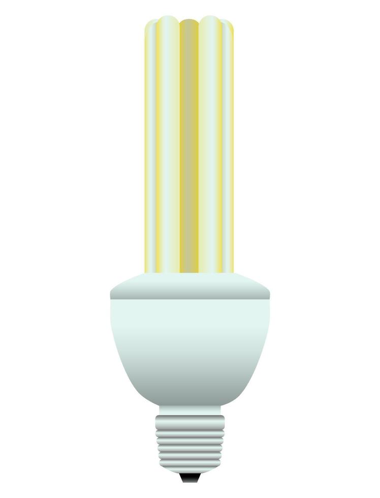 ampoule spirale led dans un style réaliste. incandescence et économie d'énergie. illustration de vecteur coloré isolé sur fond blanc.