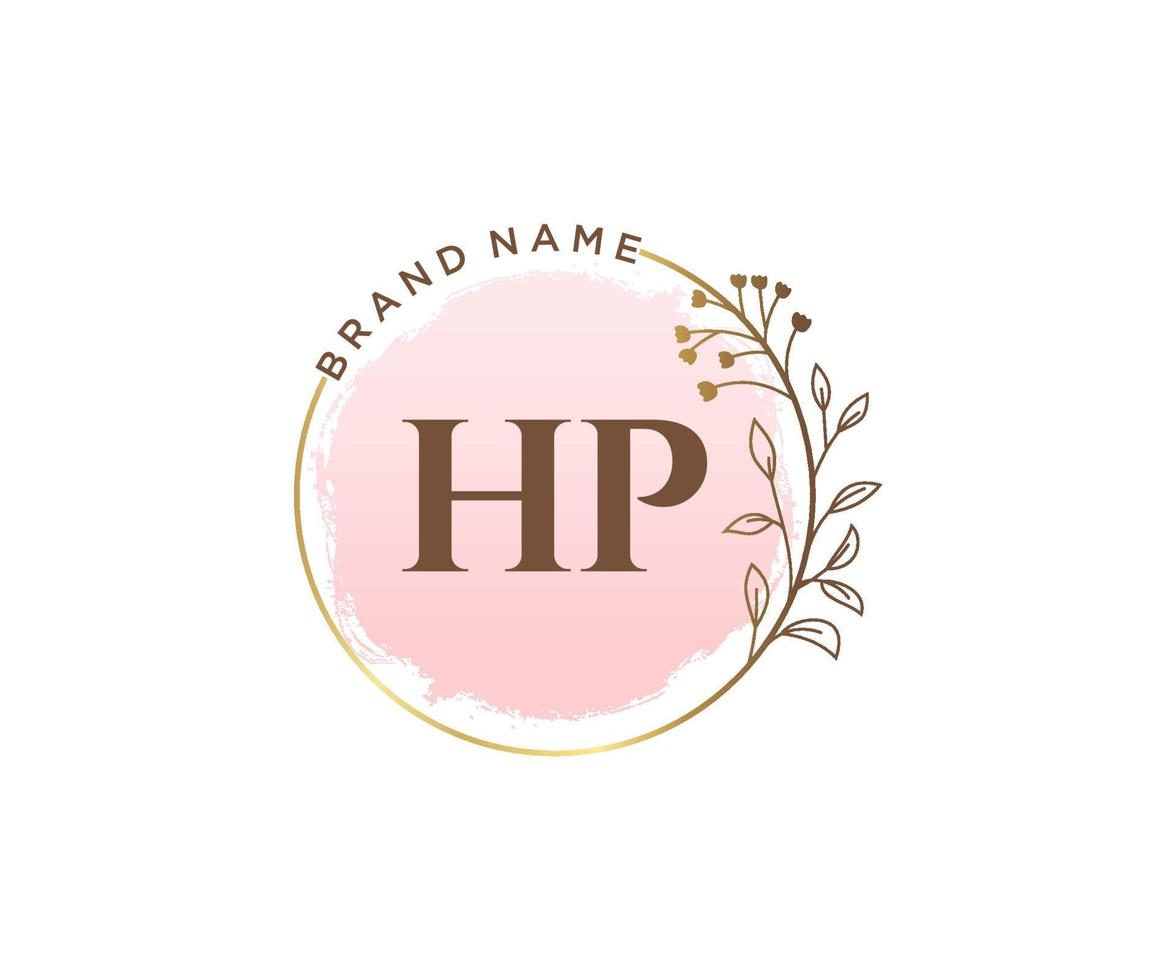 logo féminin hp initial. utilisable pour les logos nature, salon, spa, cosmétique et beauté. élément de modèle de conception de logo vectoriel plat.