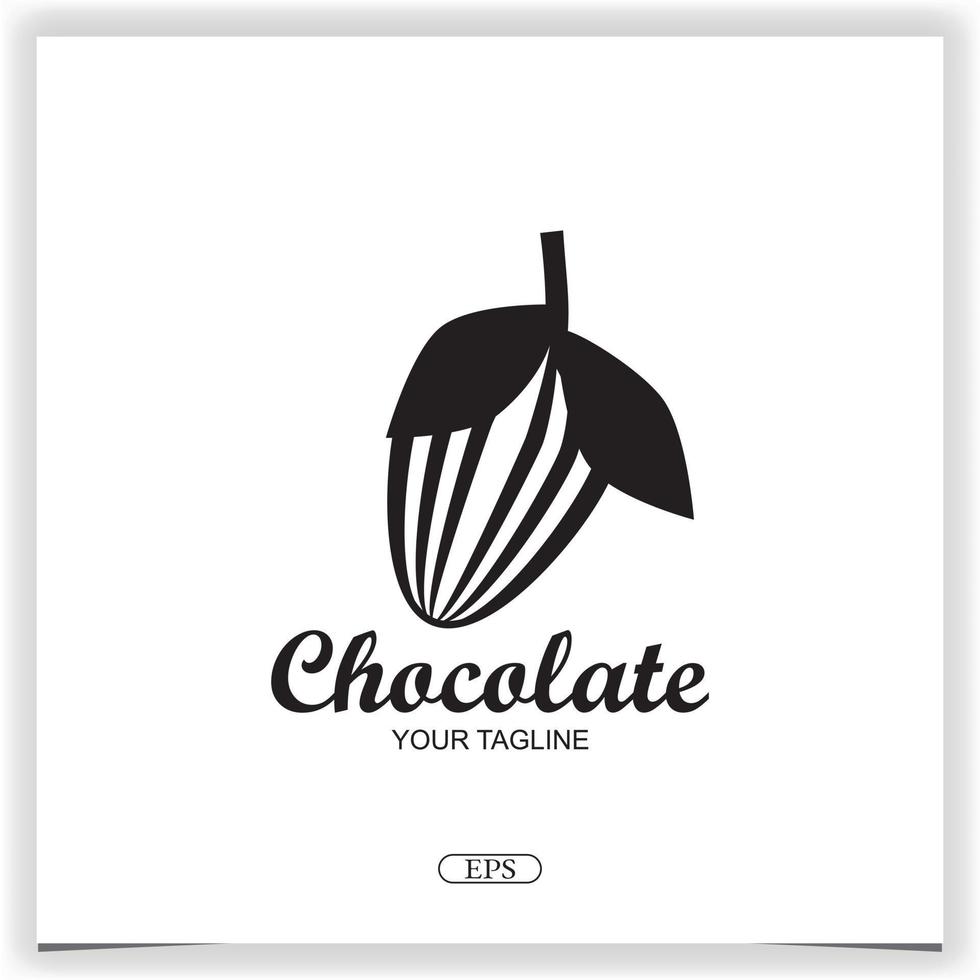 conception de logo de haricot de chocolat modèle élégant premium vecteur eps 10