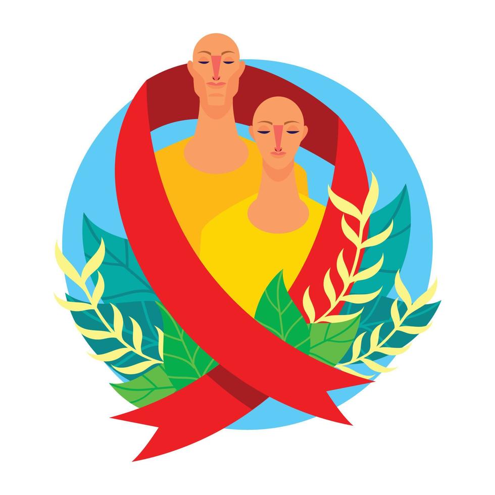 sida couple avec ruban rouge vecteur