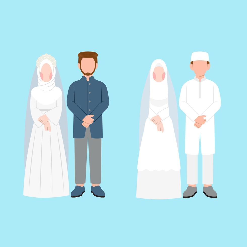 ensemble de couple de mariage musulman vecteur