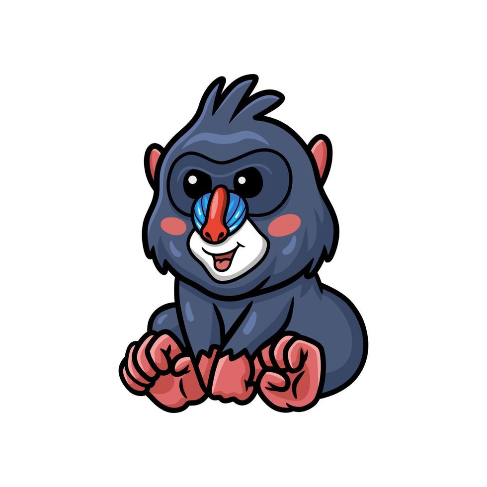 mignon petit dessin animé de mandrill assis vecteur