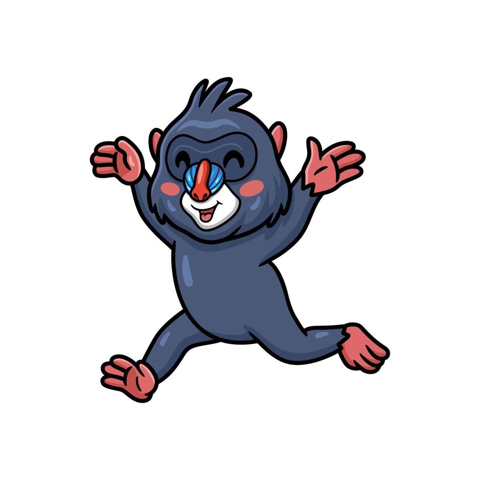 mignon petit dessin animé de mandrill marchant vecteur