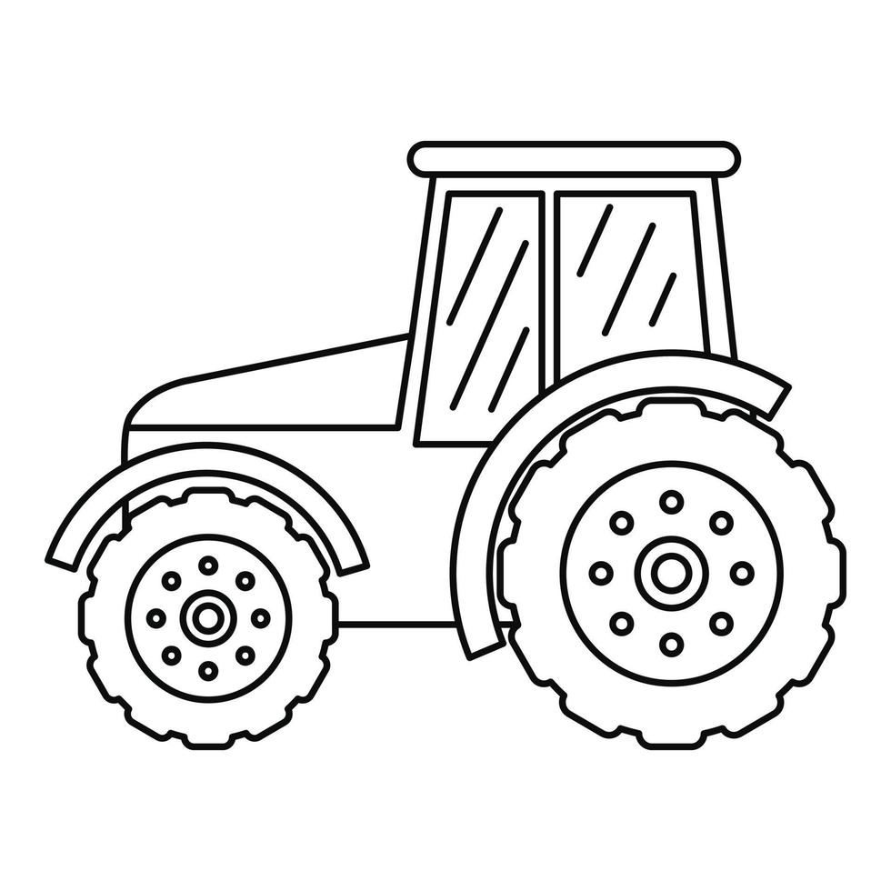 icône de tracteur, style de contour vecteur