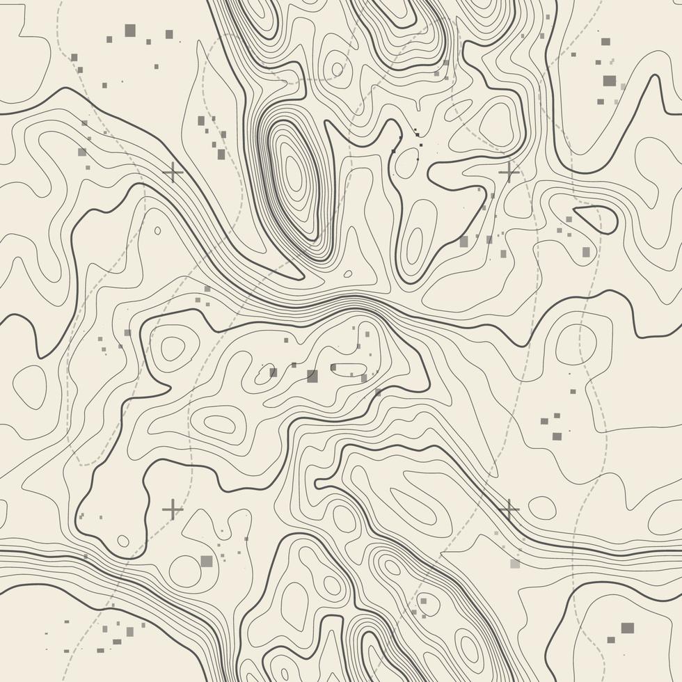 fond de carte topographique vectorielle continue. modèle sans couture de carte de topographie de ligne. grille géographique de fond de contour. sentier de randonnée en montagne sur terrain. motif ondulé sans soudure. vecteur