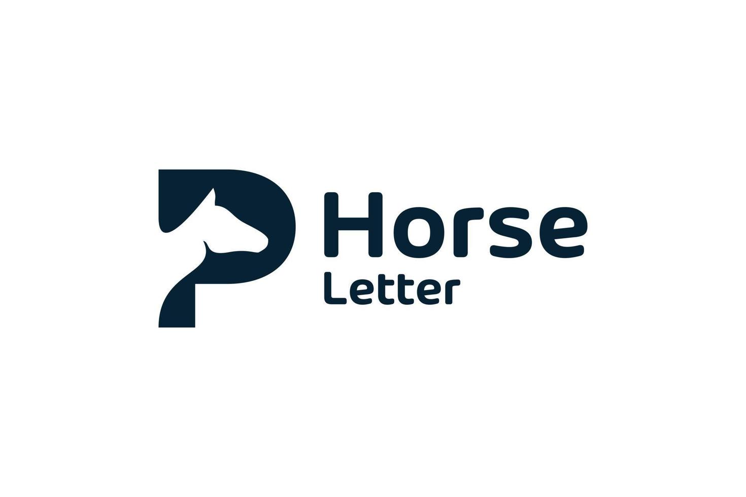 lettre p avec espace négatif de l'icône du logo du cheval vecteur