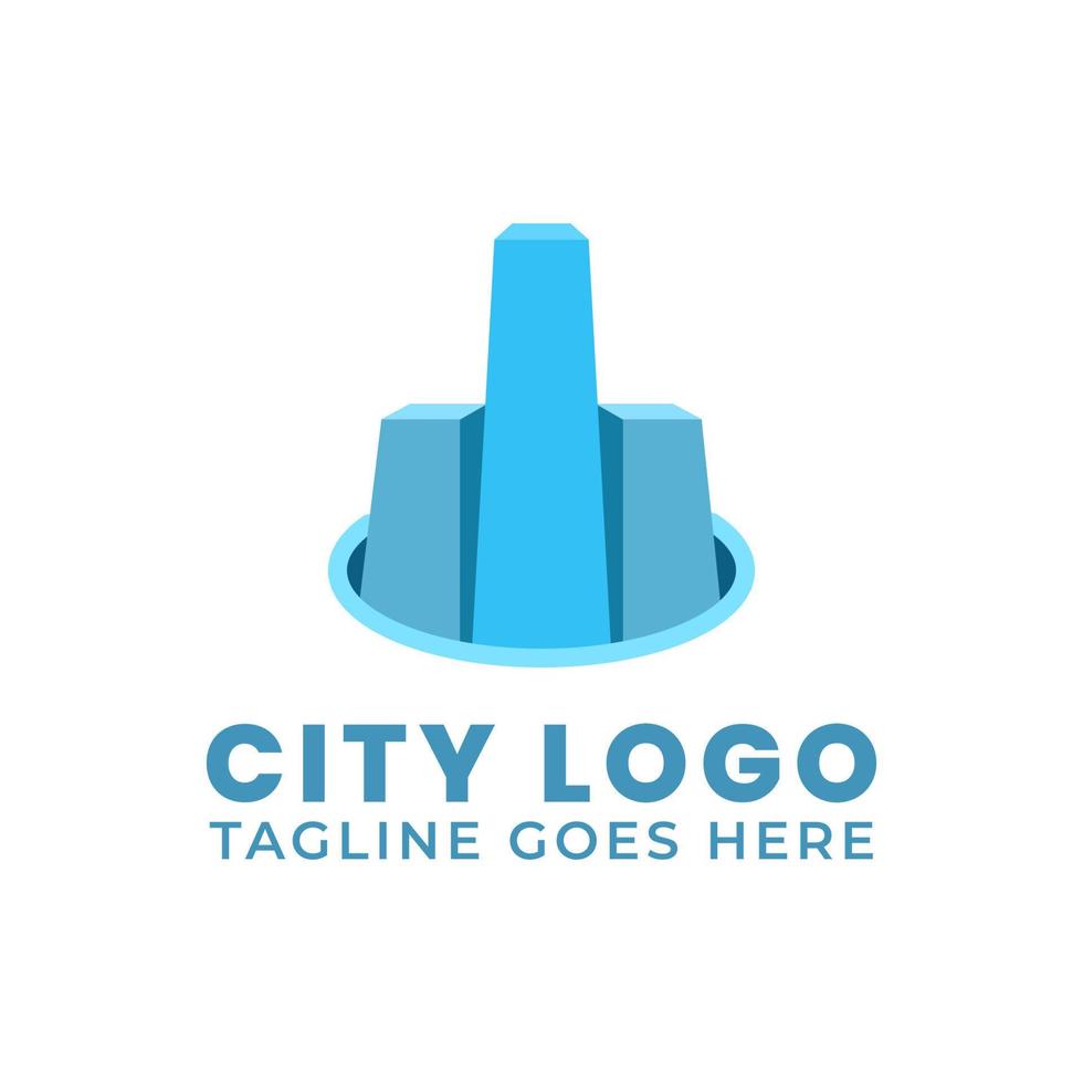 logo urbain et bâtiments tridimensionnels sur fond isolé vecteur