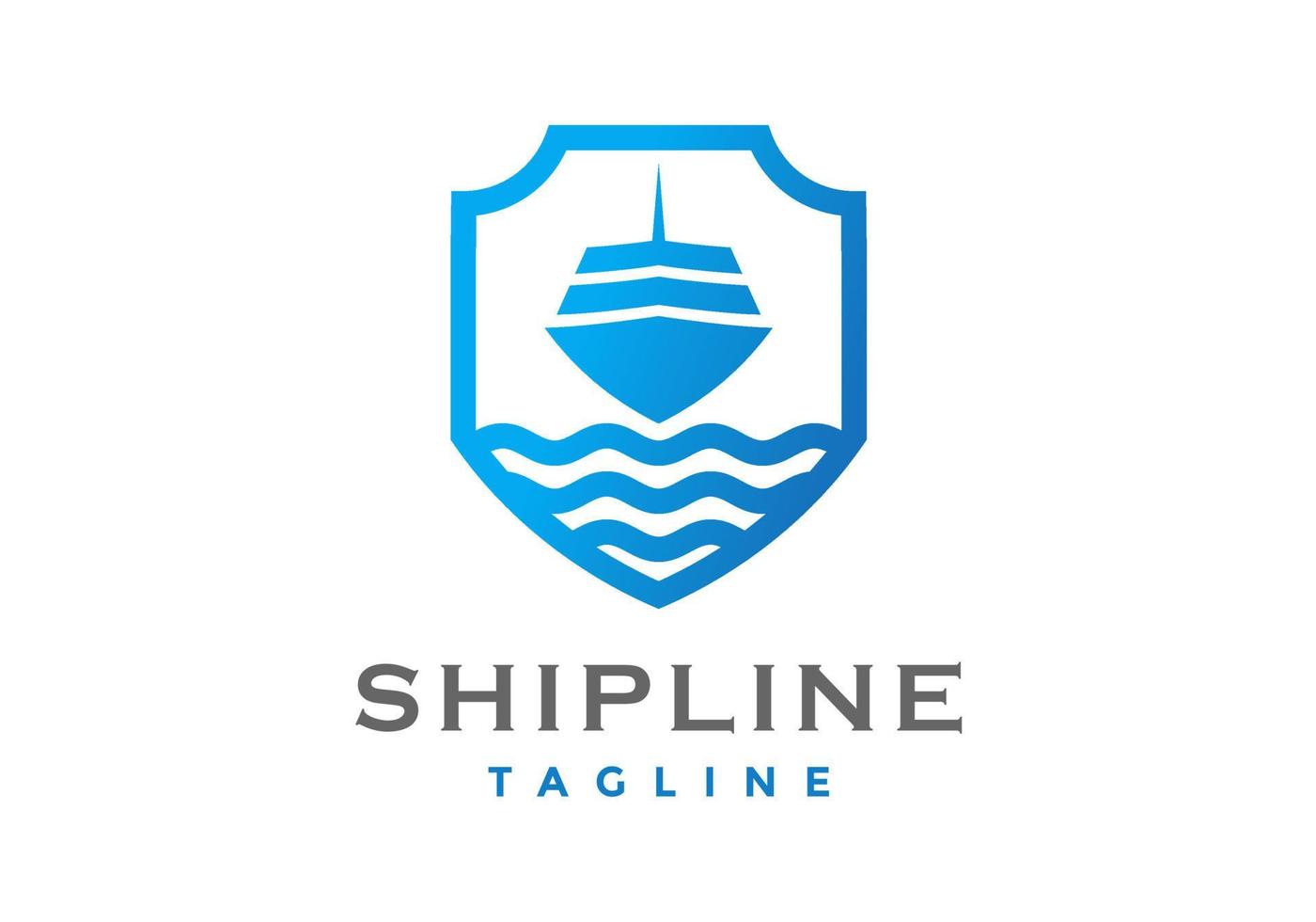 les logos de bouclier et de navire conviennent aux entreprises du domaine des navires. vecteur