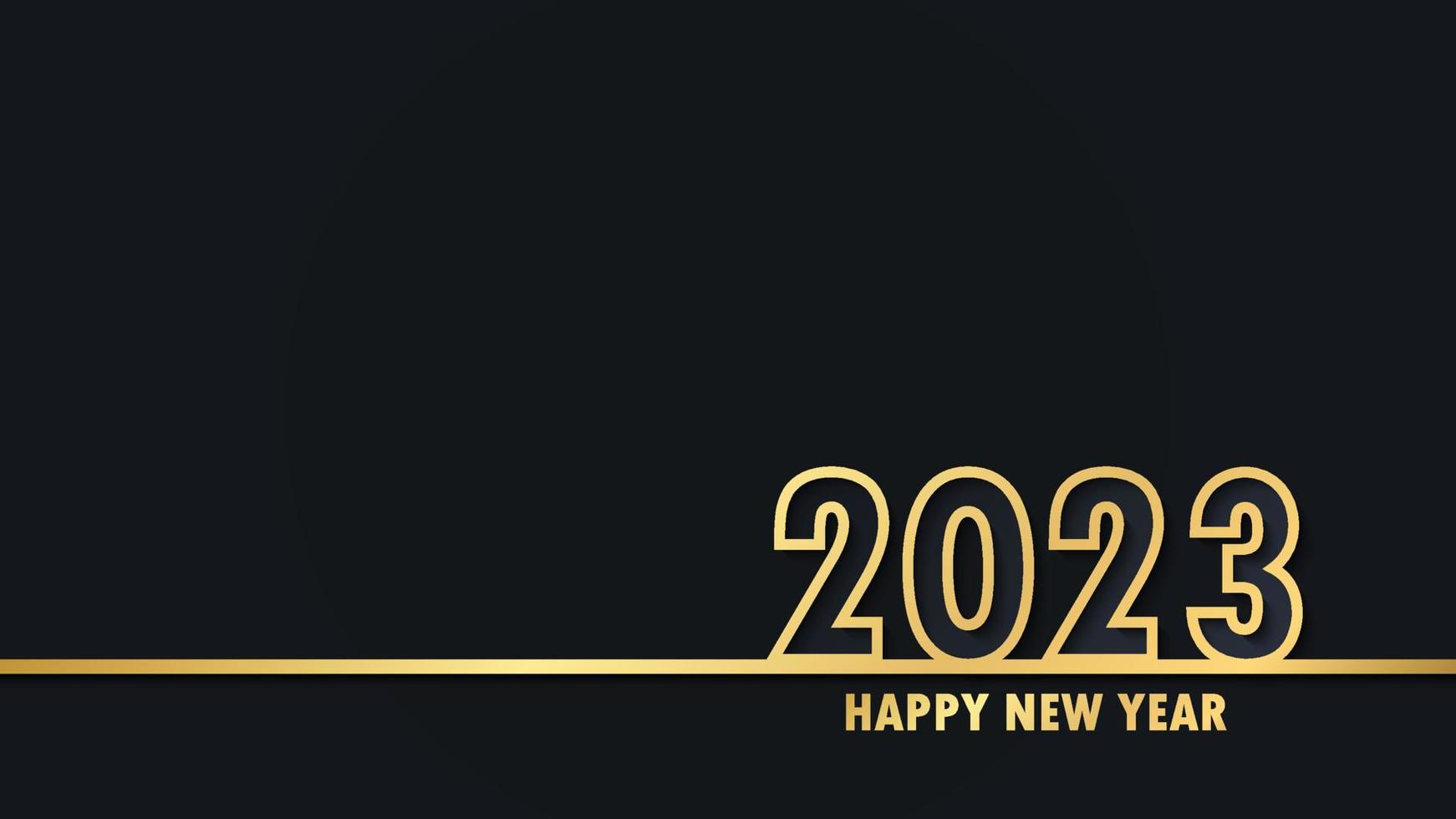 bonne année 2023. conception de fond d'or de luxe. vecteur