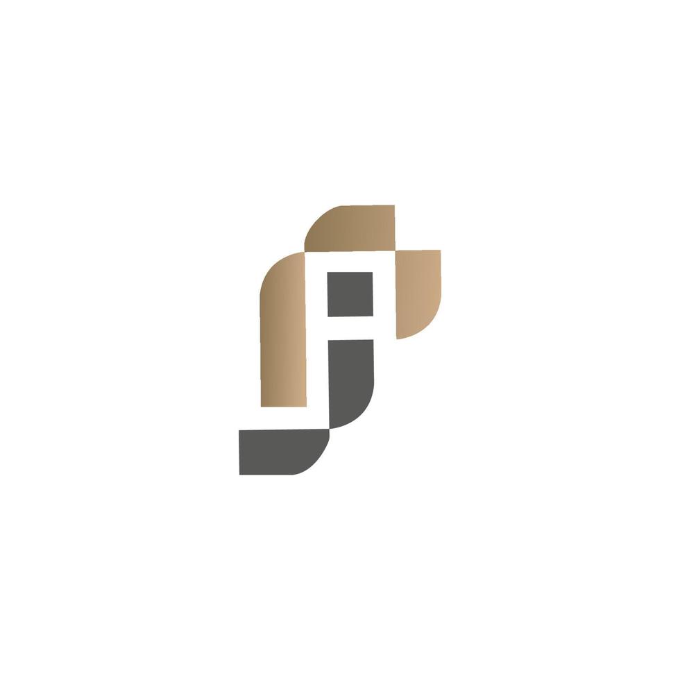 lettre p ou j modèle de conception d'icône de logo vecteur plat