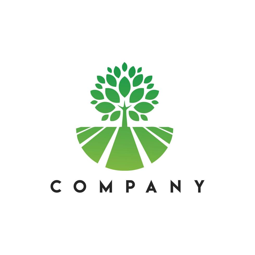 logo de paysage de champ d'arbres vecteur