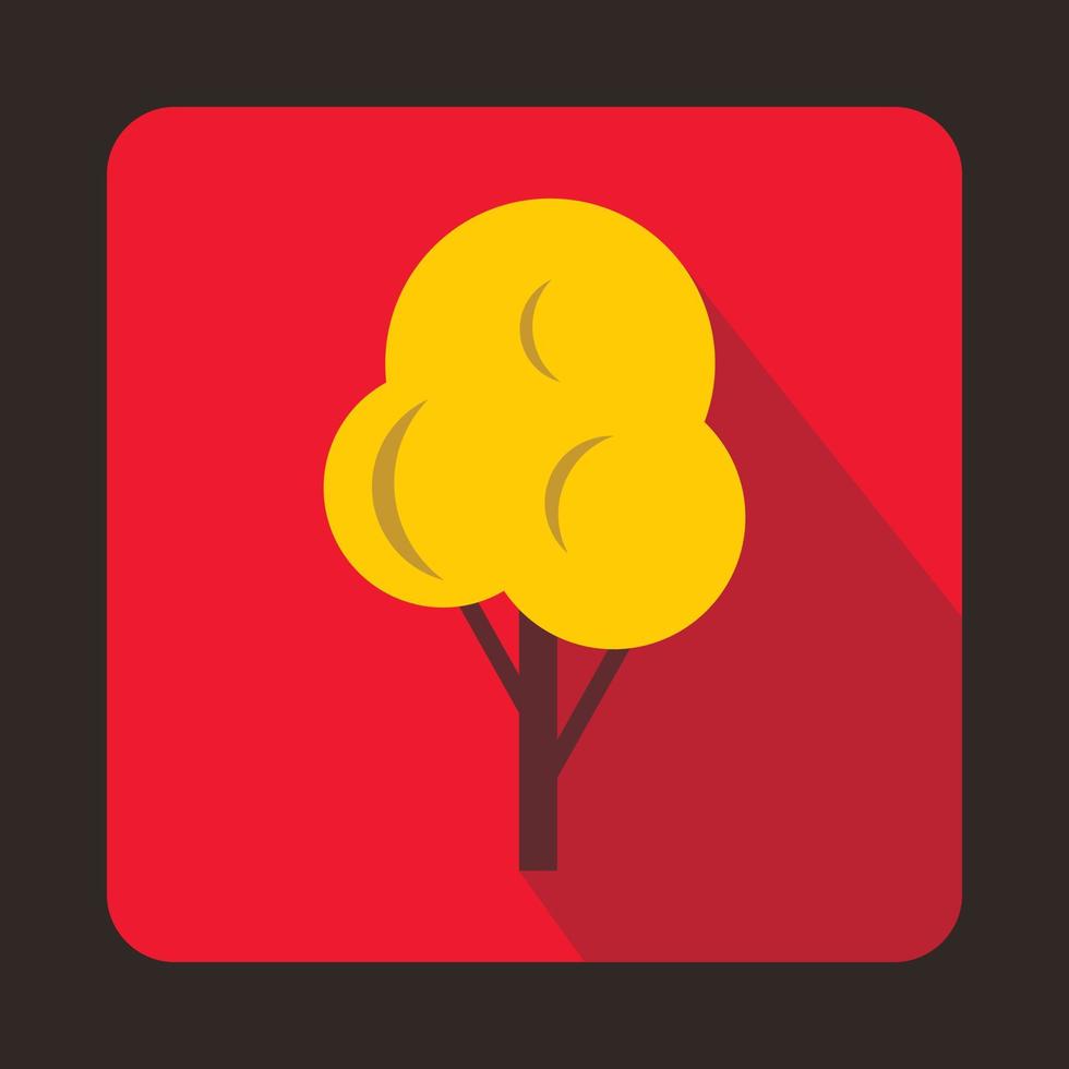 icône d'arbre d'automne jaune, style plat vecteur