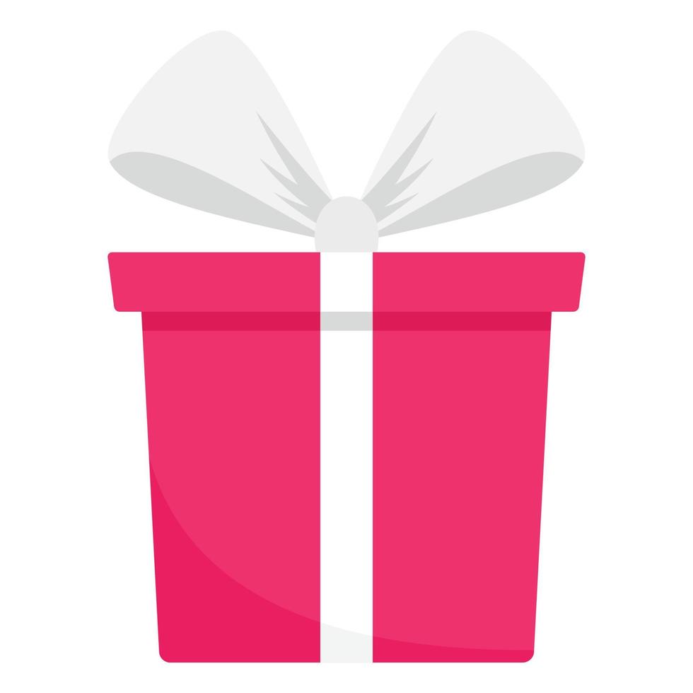 icône de boîte cadeau rose, style plat vecteur