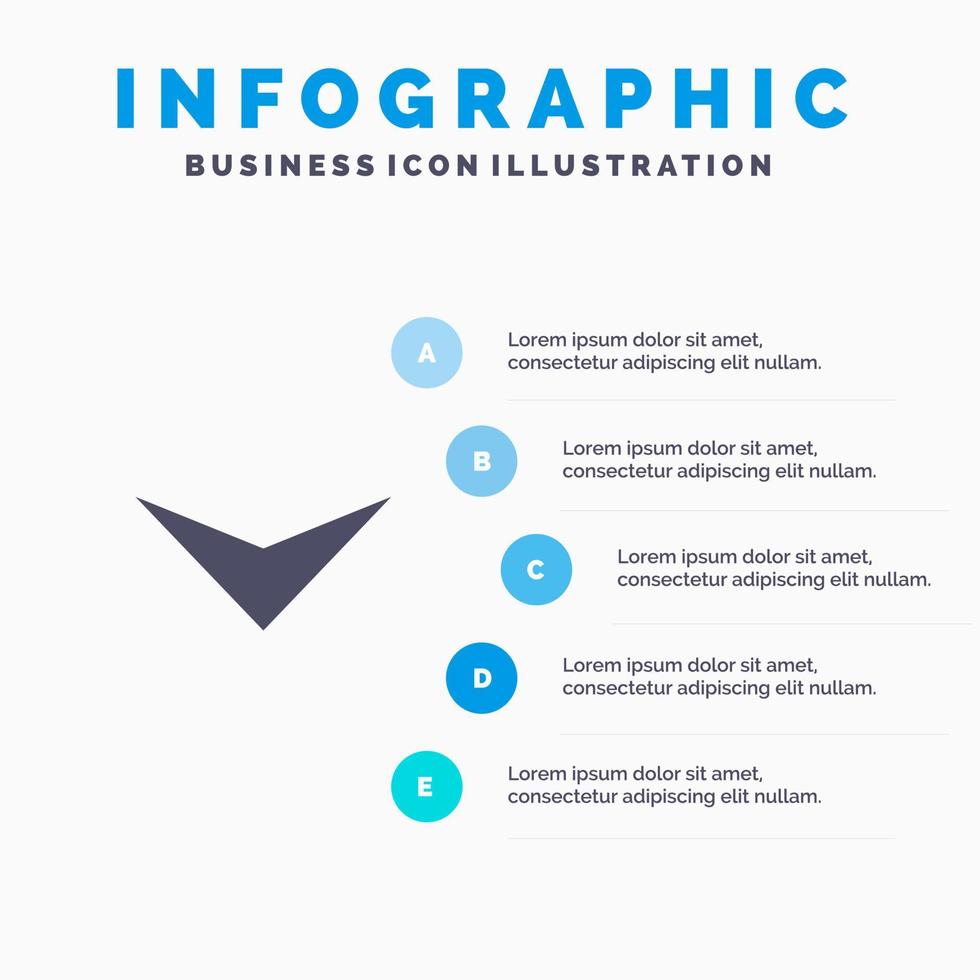 flèche vers le bas prochaine icône solide infographie 5 étapes fond de présentation vecteur