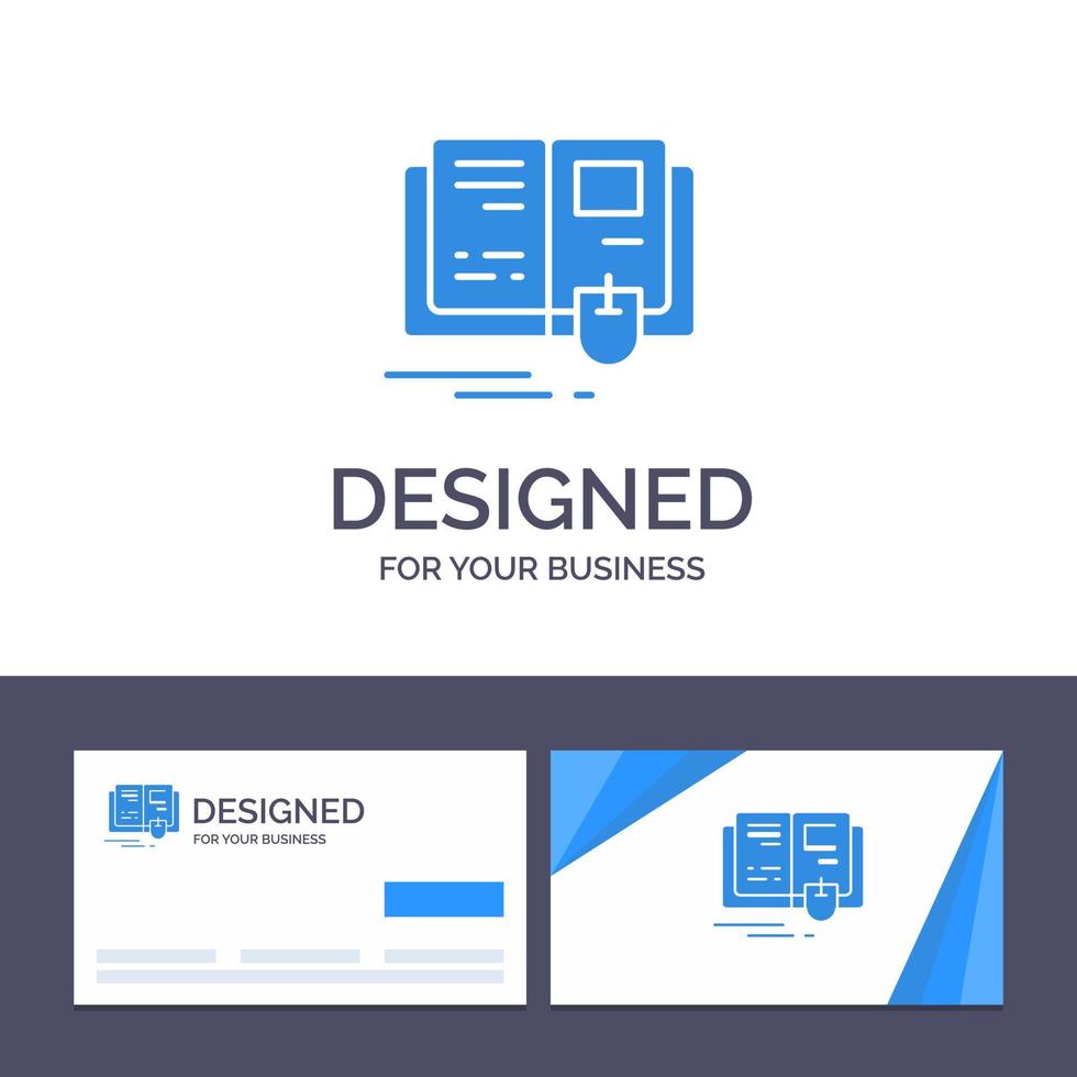 carte de visite créative et modèle de logo livre éducation connaissances souris illustration vectorielle vecteur