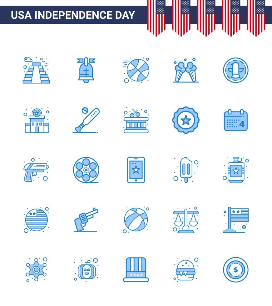 4 juillet usa joyeux jour de l'indépendance icône symboles groupe de 25 blues modernes de célébration basket américain américain glace modifiable usa day vector design elements
