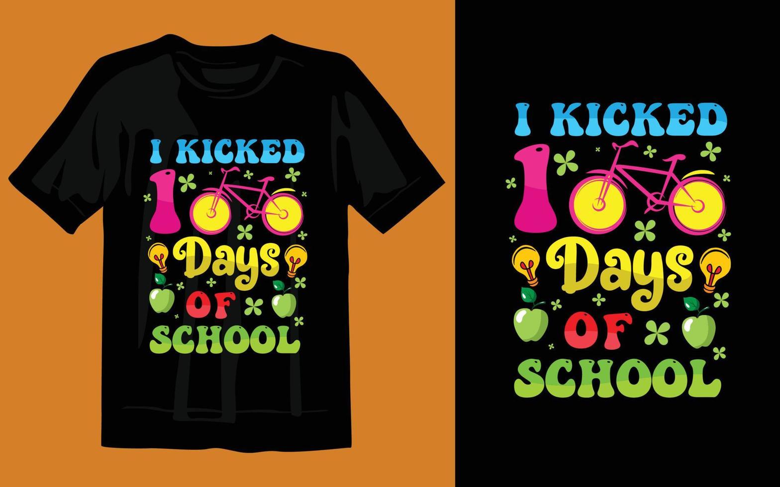 100 jours d'école vecteur de conception de t shirt coloré téléchargement gratuit