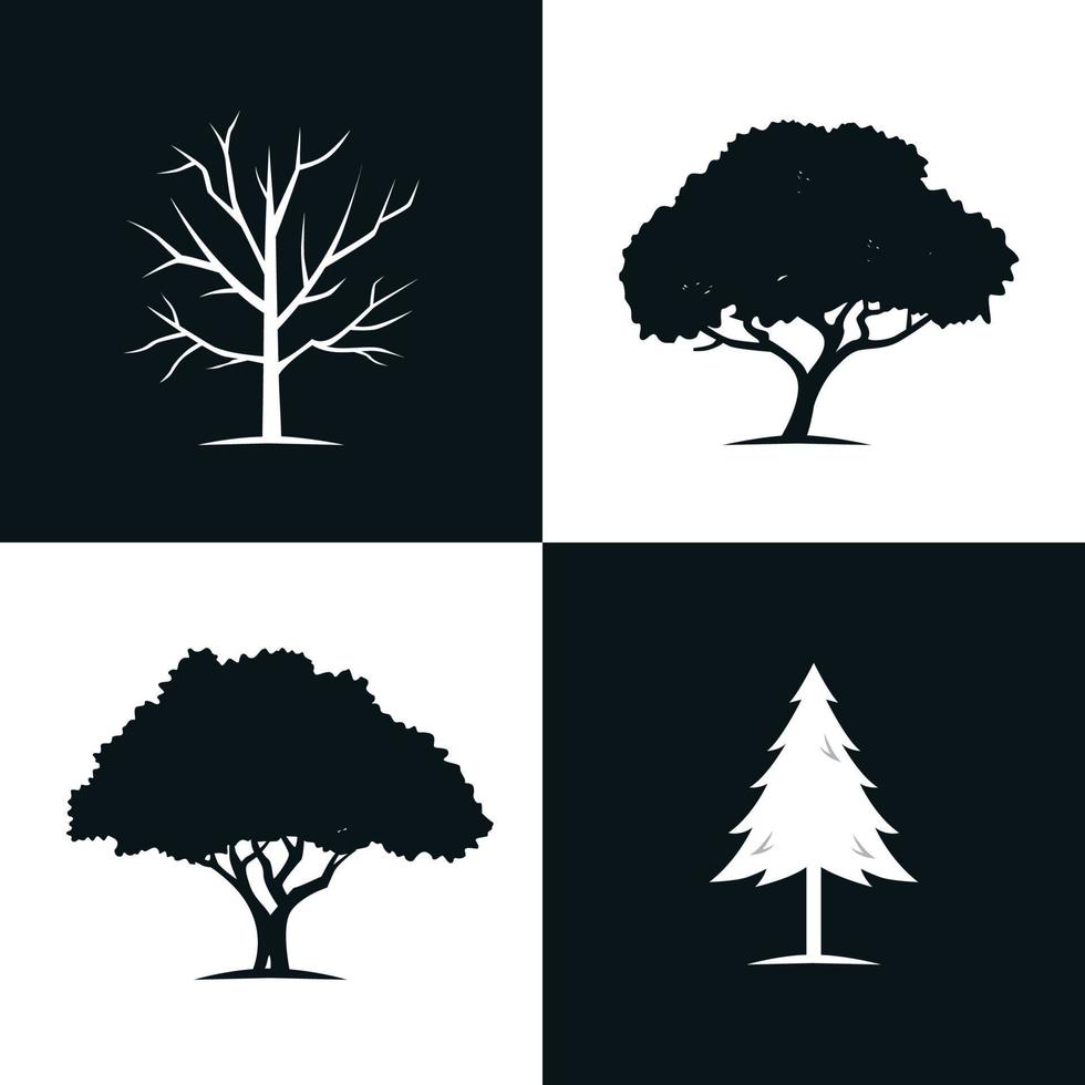 4 vecteurs de silhouettes d'arbres gratuits vecteur