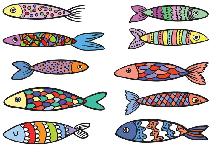 Vecteurs de poissons colorés gratuits vecteur