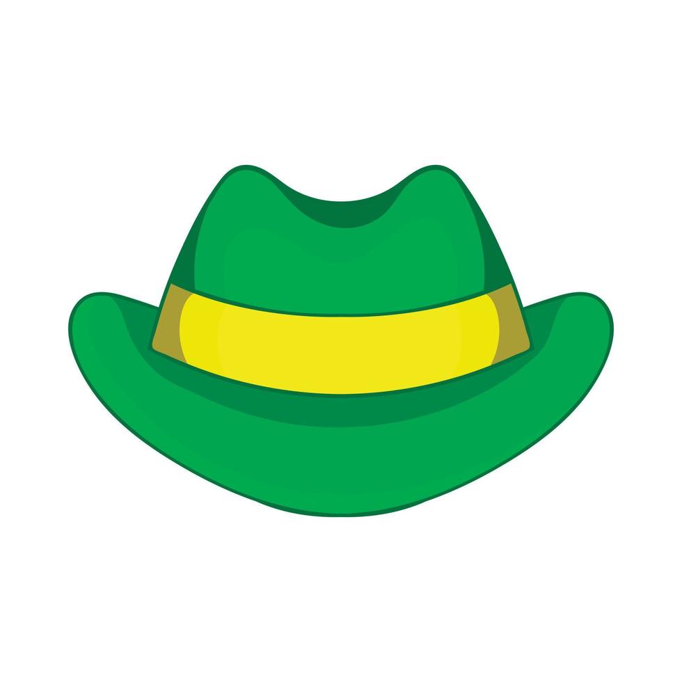 icône de chapeau vert, style cartoon vecteur