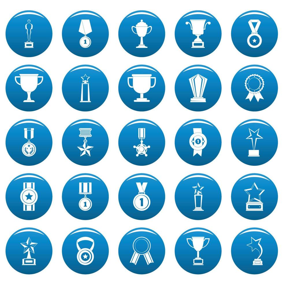 icônes vectorielles de récompense de médaille définies en bleu, style simple vecteur