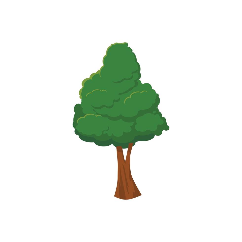 icône d'arbre vert, style cartoon vecteur